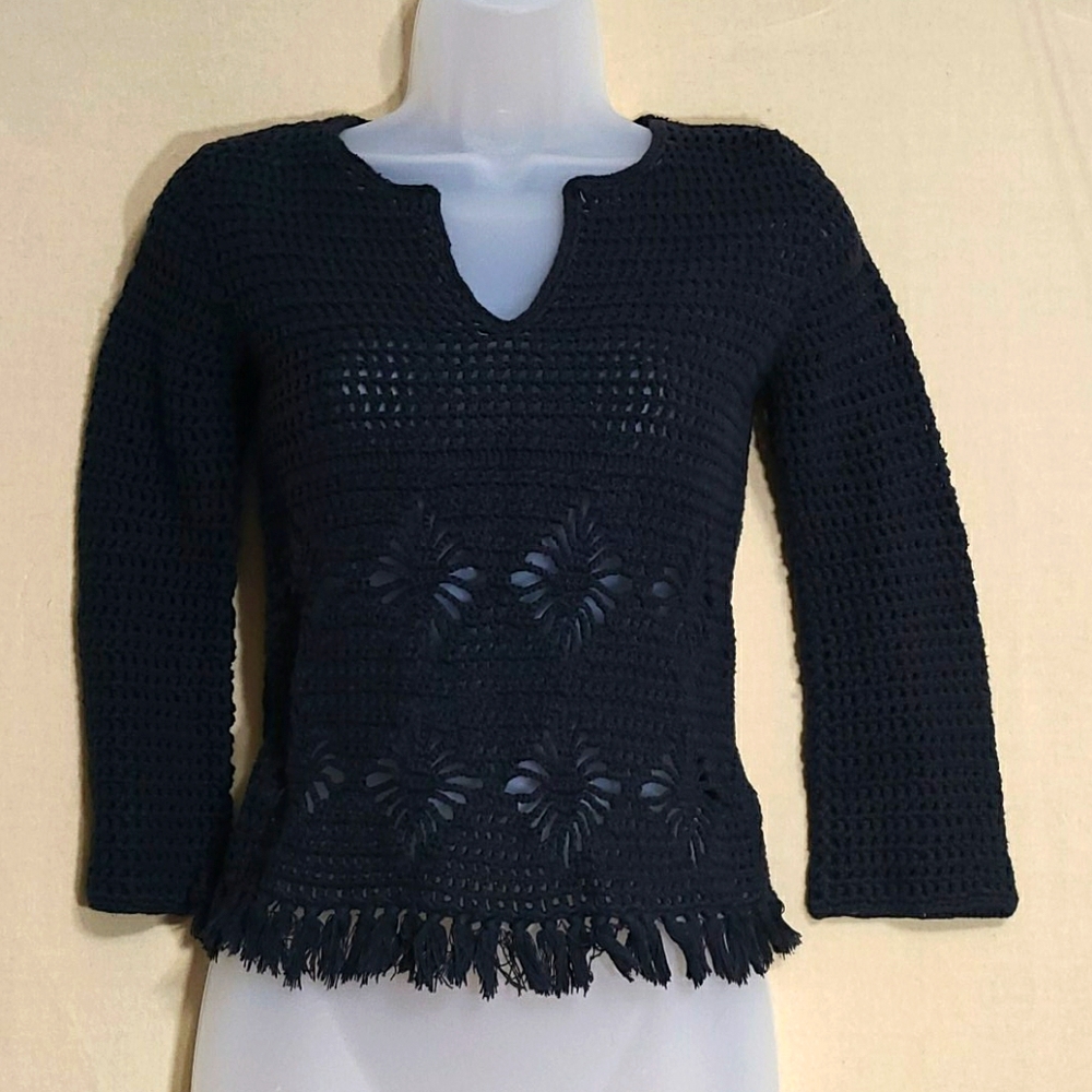 Sw13 Urchin by Mark Eisen cotton crochet top Small